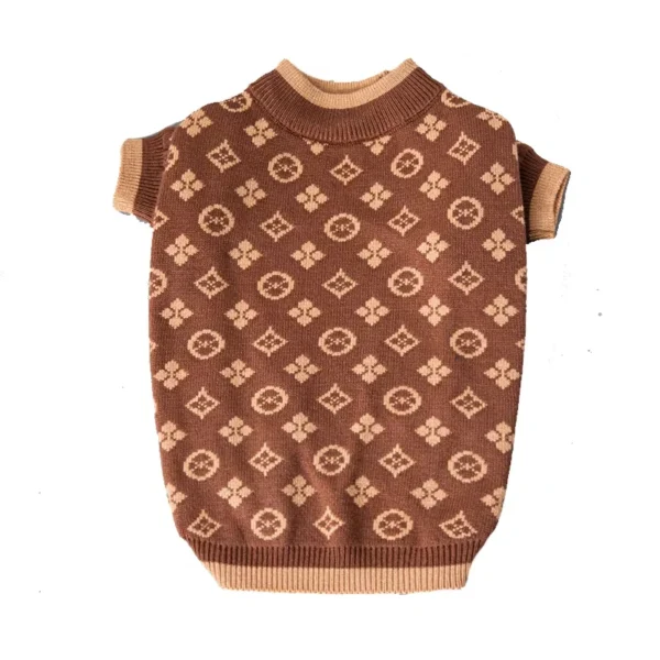 Luxury Brown Dog Winter Sweater