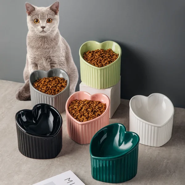 Slanted elevated Ceramic Cat bowl