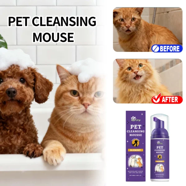 No Rinse Pet Shampoo Cleaning Mousse Fresh Blueberry